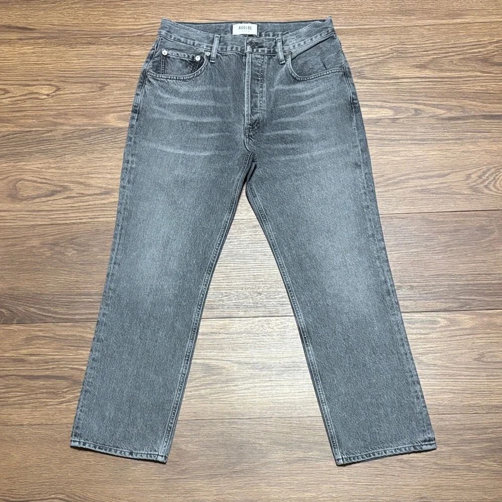 AGOLDE 90s Straight Leg Jeans Gray High Rise Button Fly Denim Sz 27
